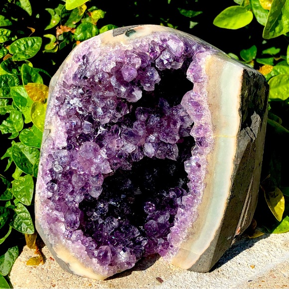 Other - Free Standing Polished Amethyst Crystal Cathedral Geode Agate Banding